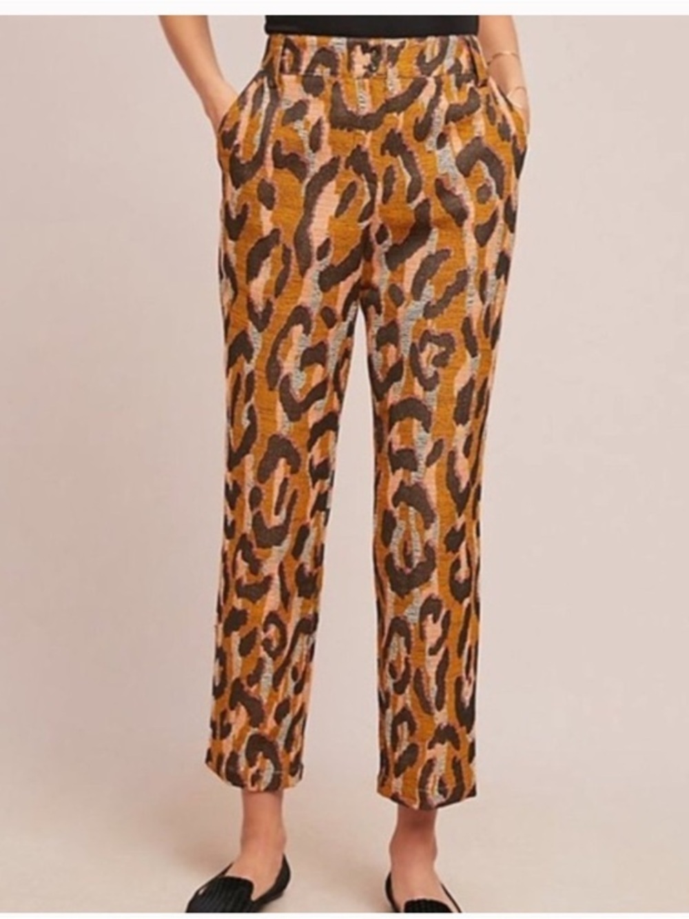 Anthropologie 34 N 118 W Leopard Print Pants Tweed with Pockets